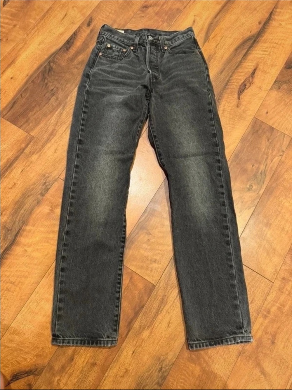 Women’s Levi 501 Black Washed Straight-Leg Jeans